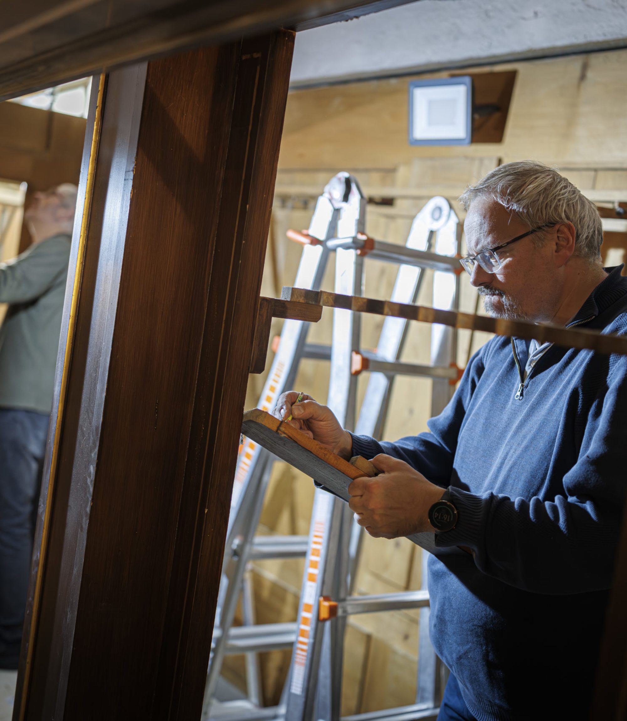Démontage avec Dirk Eule - projet du nouvel orgue à Compesières à Bardonnex, ce mardi 26 novembre 2024.
