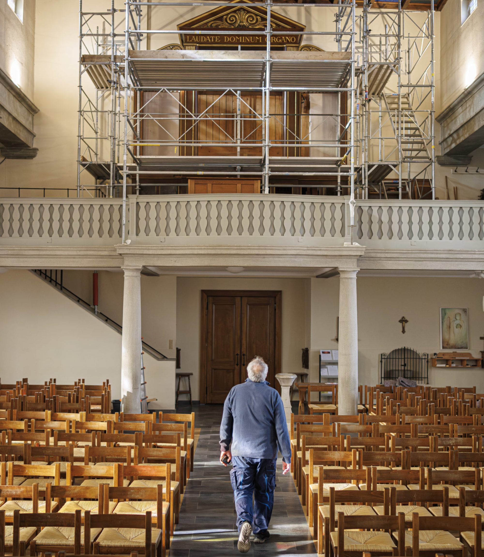 Démontage avec Dirk Eule - projet du nouvel orgue à Compesières à Bardonnex, ce mardi 26 novembre 2024.