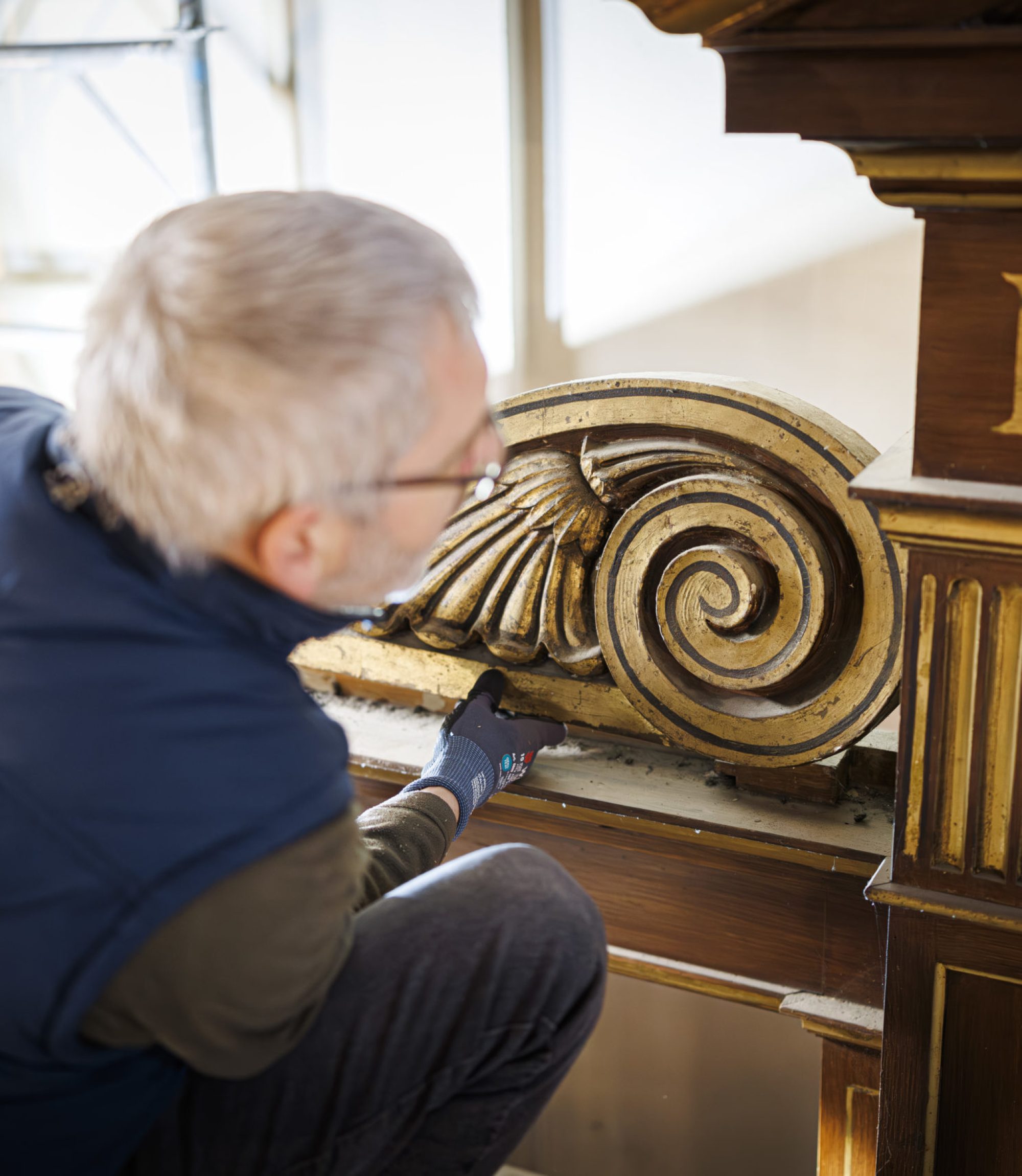 Démontage avec Dirk Eule - projet du nouvel orgue à Compesières à Bardonnex, ce mardi 26 novembre 2024.