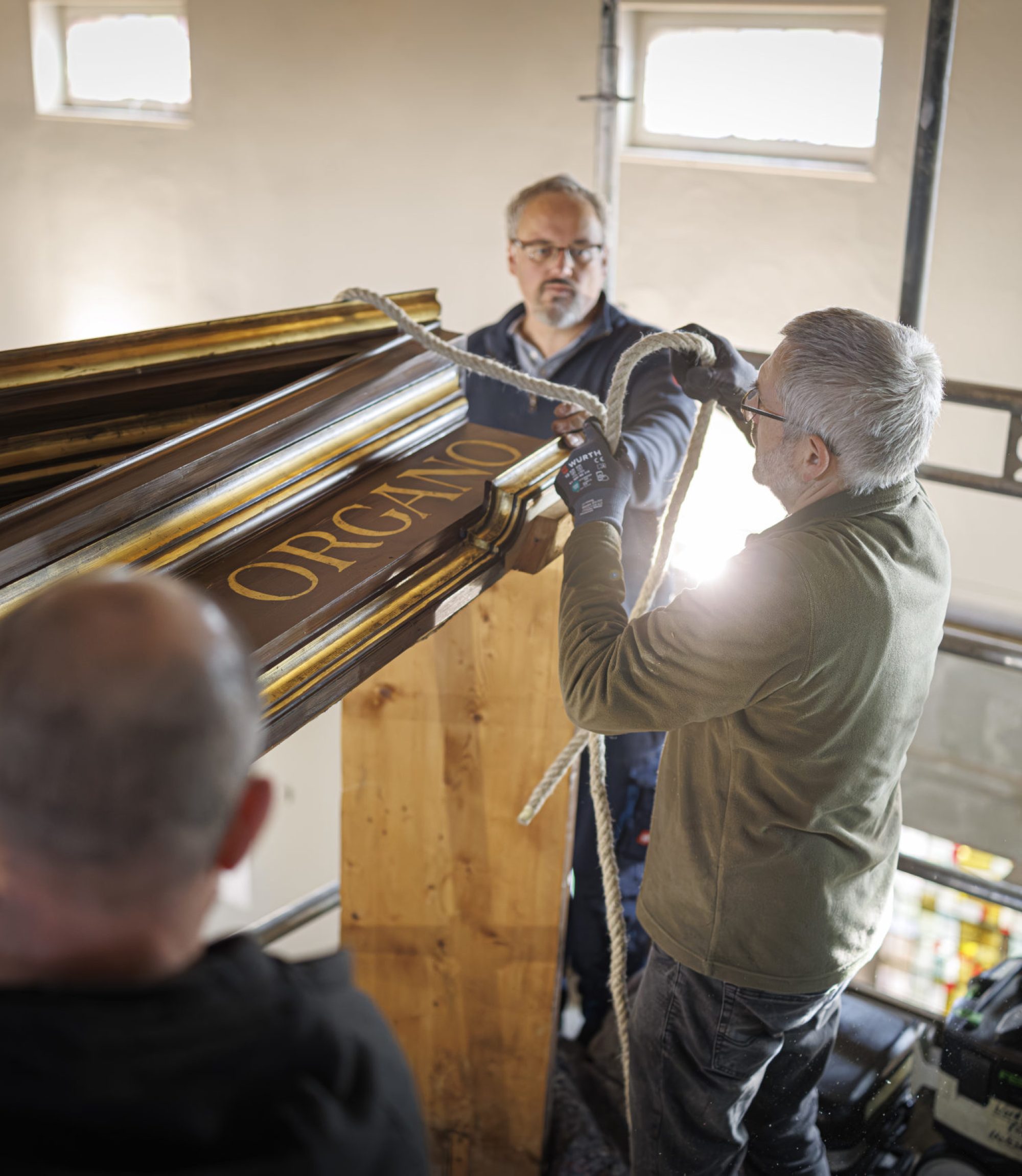Démontage avec Dirk Eule - projet du nouvel orgue à Compesières à Bardonnex, ce mardi 26 novembre 2024.