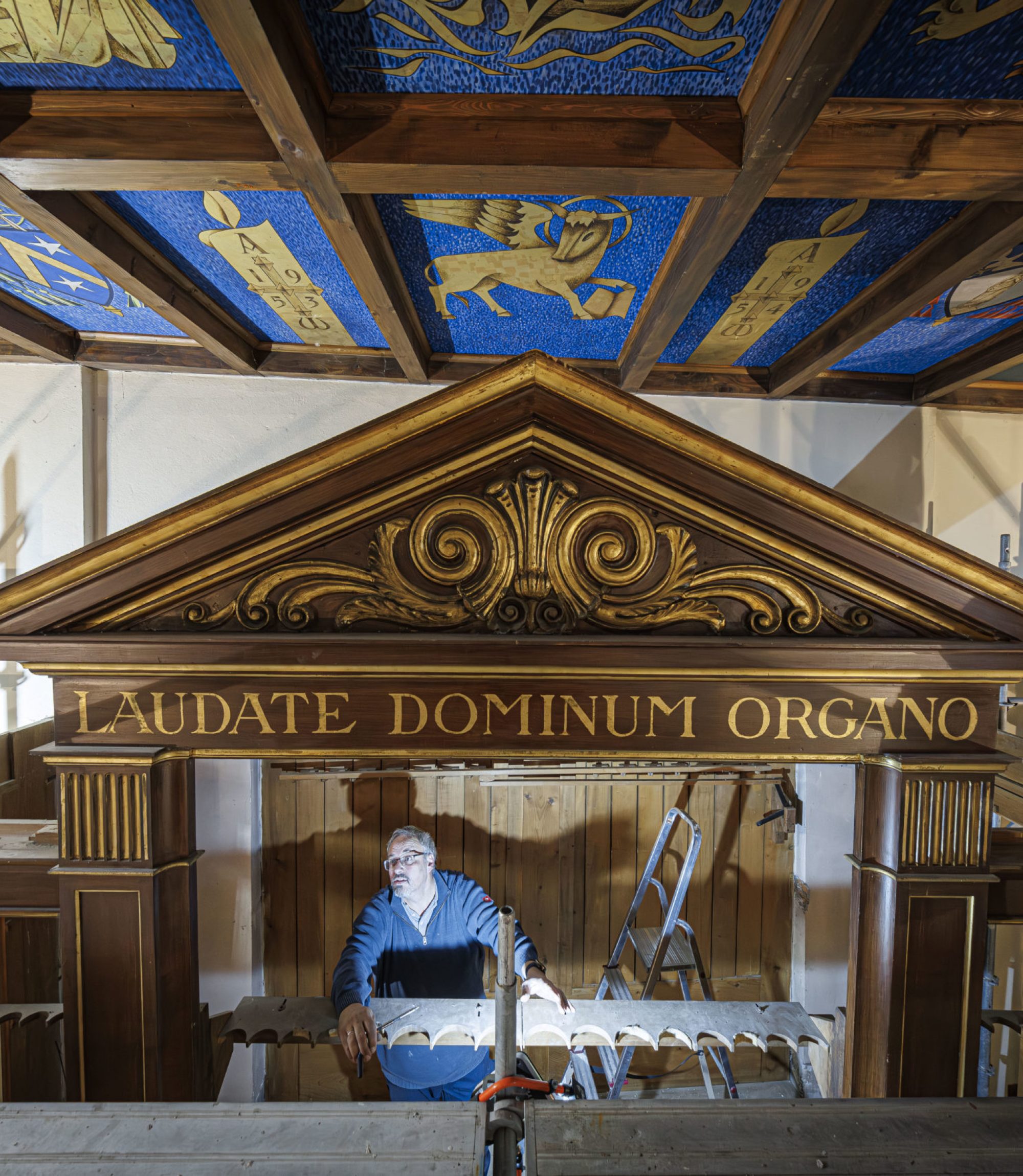 Démontage avec Dirk Eule - projet du nouvel orgue à Compesières à Bardonnex, ce mardi 26 novembre 2024.